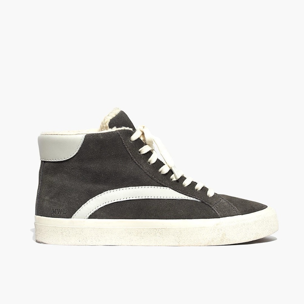 Madewell • Sidewalk High-Top Sneakers in Suede & Sherpa